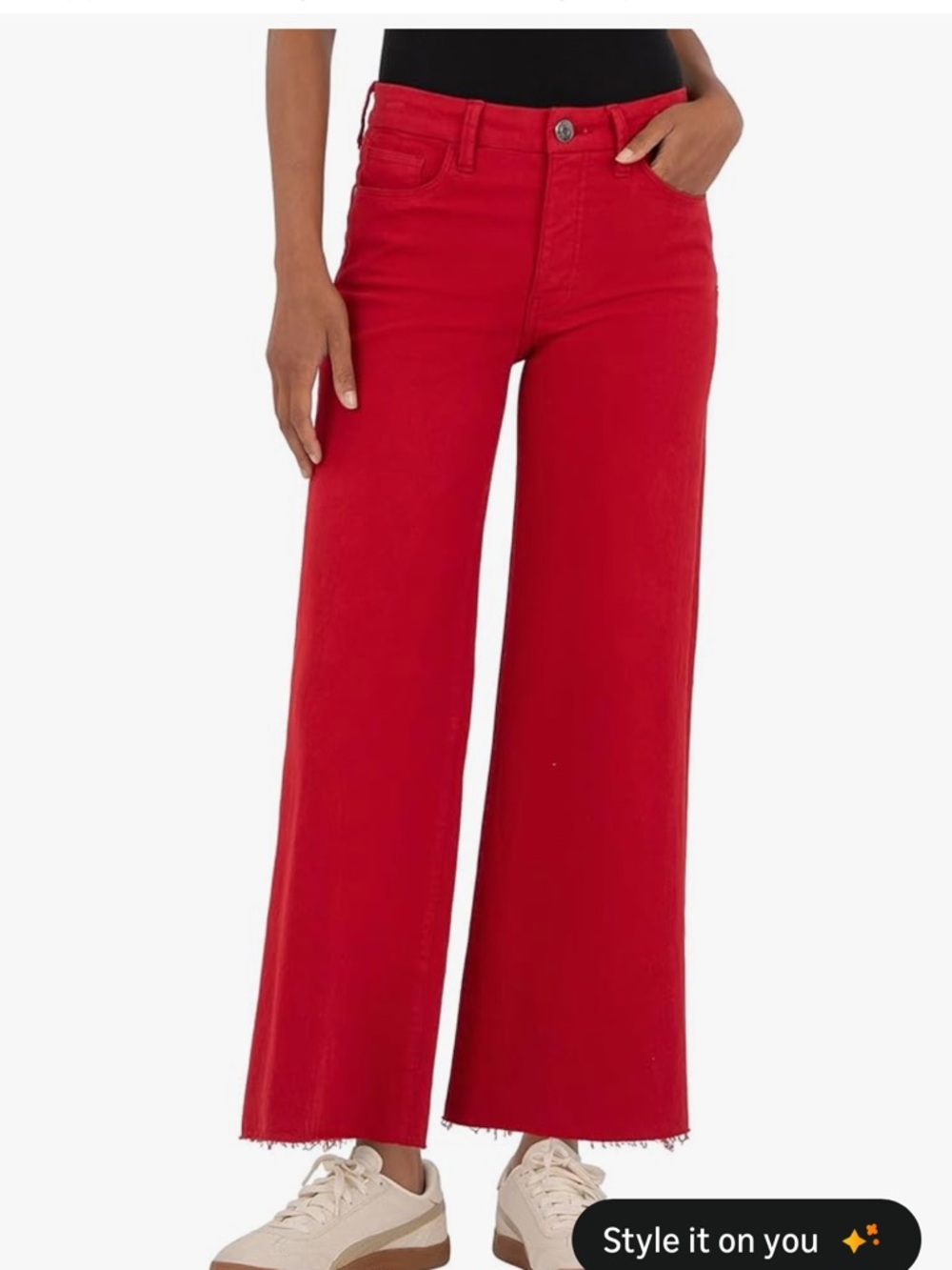 Allimy Wide Leg Red Women's Jeans